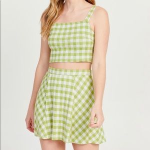 NWT Altar’d State Green and White Gingham Skirt
